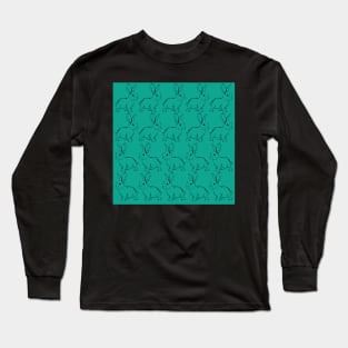 Teal Green Bunny Rabbits Long Sleeve T-Shirt